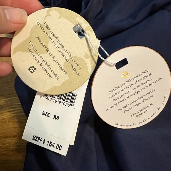 PQ SWIM {NWT} Keyhole Braided One Piece Swimsuit | Navy | Medium - Picture 10 of 11